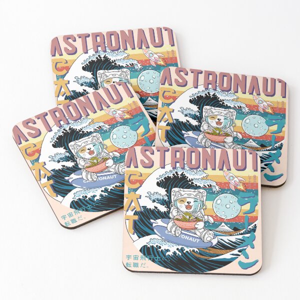 Item preview, Cat Astronaut eating Ramen in summer designed and sold by PURPLERAIN99.
