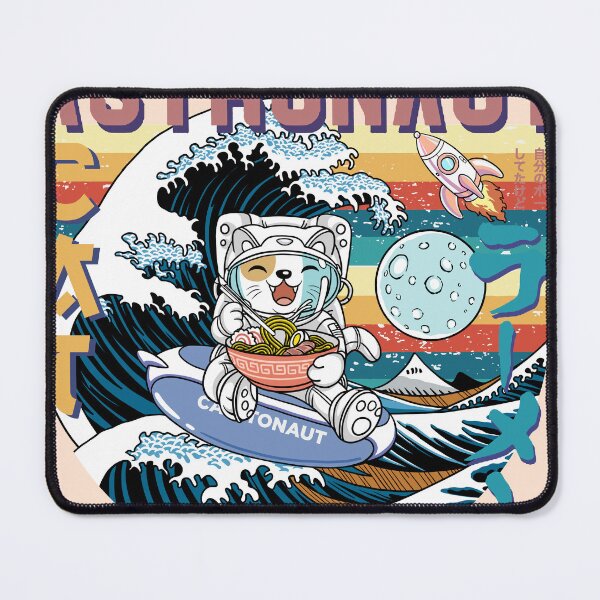 Item preview, Cat Astronaut eating Ramen in summer designed and sold by PURPLERAIN99.