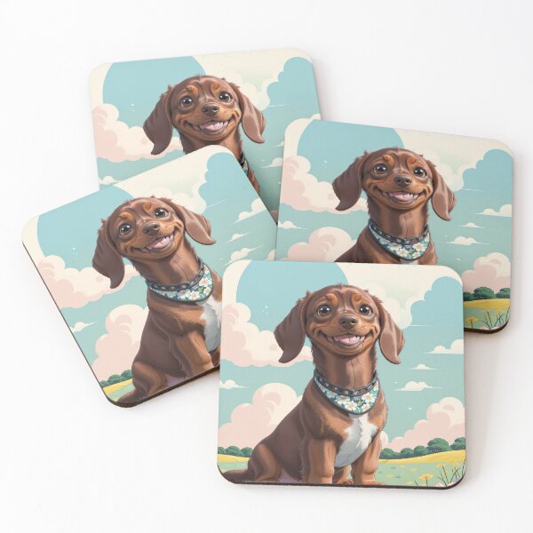 Item preview, Portrait adorable Dachshund dog beautiful colorful landscape designed and sold by Tio-Tecun.