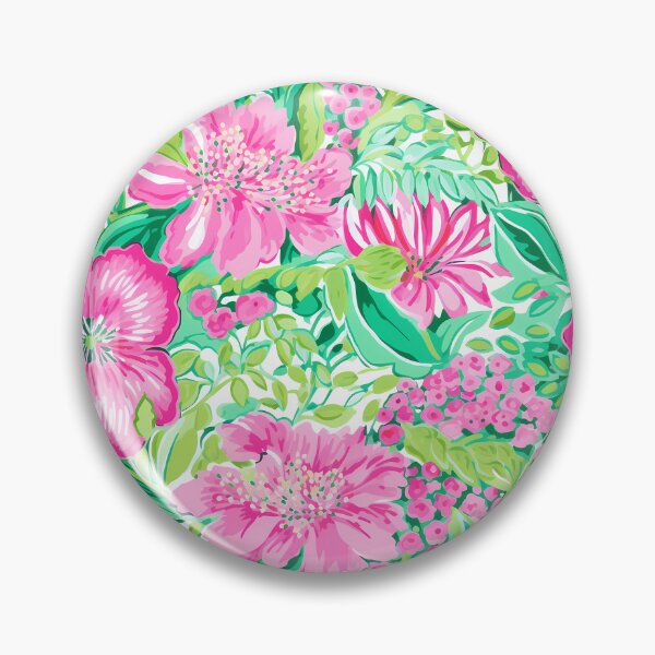 Item preview, Preppy pink and  green flowers on white designed and sold by FK-UK.