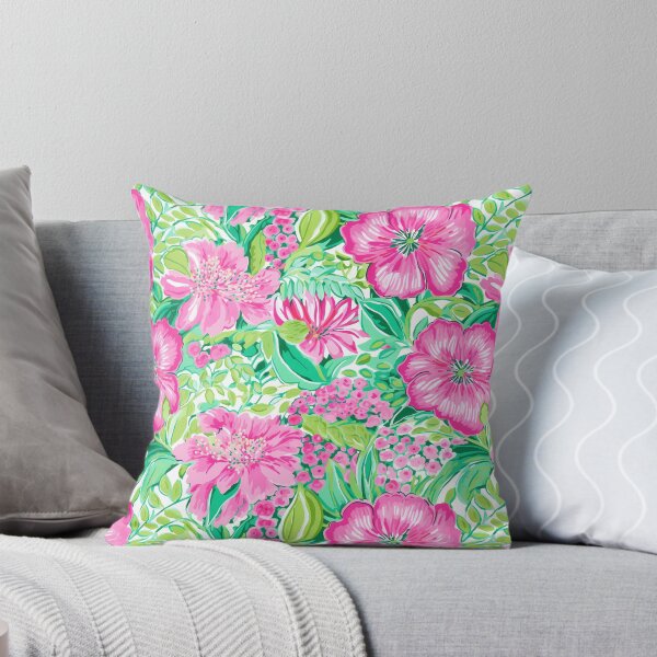 Item preview, Preppy pink and  green flowers on white designed and sold by FK-UK.