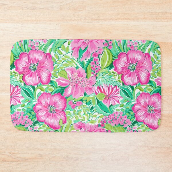Item preview, Preppy pink and  green flowers on white designed and sold by FK-UK.