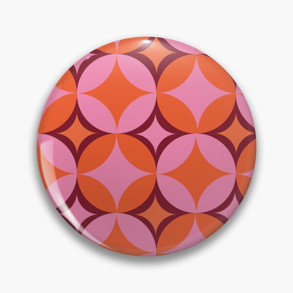 Item preview, Mid Century Retro Starbursts on Pink and Orange Circles Pattern  designed and sold by Yasminepatterns .