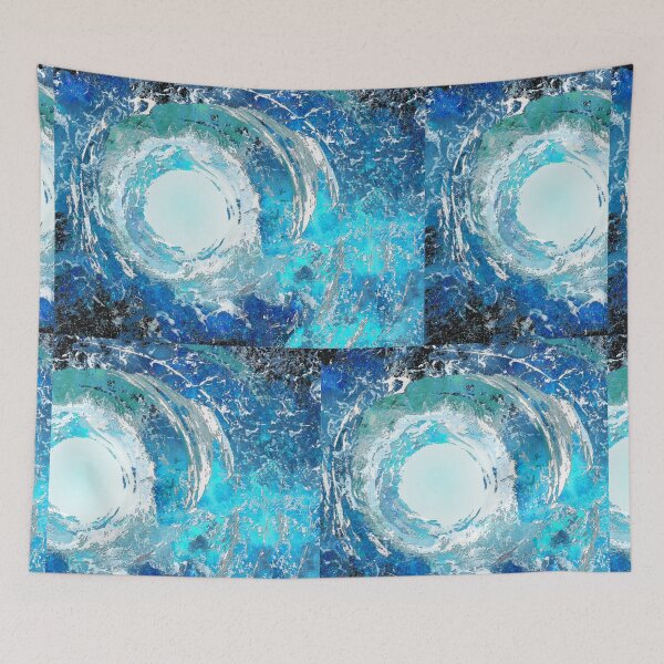 Item preview, Tight Wave Blue And White Abstract Art designed and sold by Sharon Cummings Art.