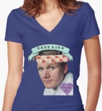 Gordon Ramsay Flower Crown Sass Women's Fitted V-Neck T-Shirt