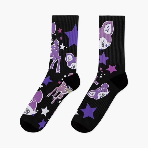 Item preview, Christmas Retro baby deer repeat pattern in black and purple designed and sold by eeveemac.