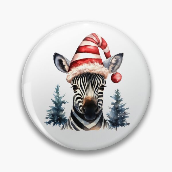 Artikelvorschau, Weihnachtszebra mit Weihnachtsmannmütze, Aufkleber, digitale Aquarellmalerei entworfen und verkauft von tiana-geo.