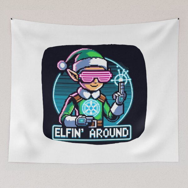 Item preview, Cyberpunk Elf Christmas Elfin' Around Humor designed and sold by PixelPunkster.