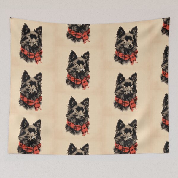 Item preview, Schipperke Christmas Plaid Watercolor designed and sold by rafaeltto.