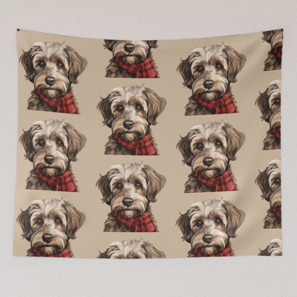 Item preview, Schnoodle Christmas Plaid Watercolor designed and sold by rafaeltto.