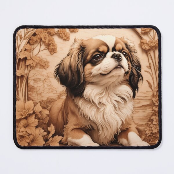 Item preview, Japanese Chin: The Graceful Serenity of Wood (Pyro Pets Art - 112) designed and sold by pyropetsart.