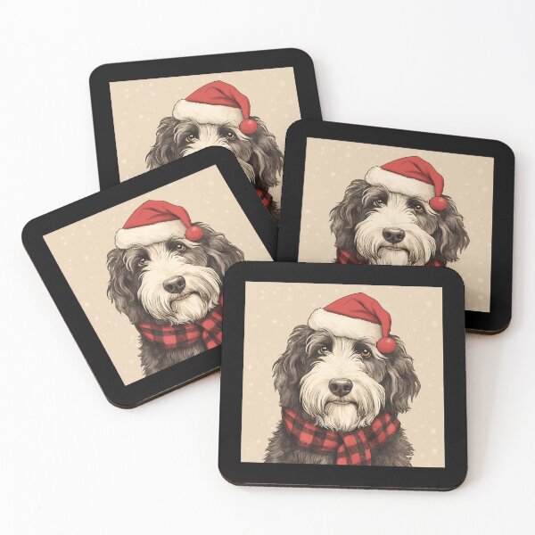 Item preview, Sheepadoodle Christmas Plaid Watercolor designed and sold by rafaeltto.