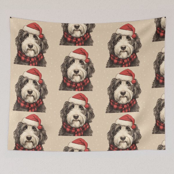 Item preview, Sheepadoodle Christmas Plaid Watercolor designed and sold by rafaeltto.
