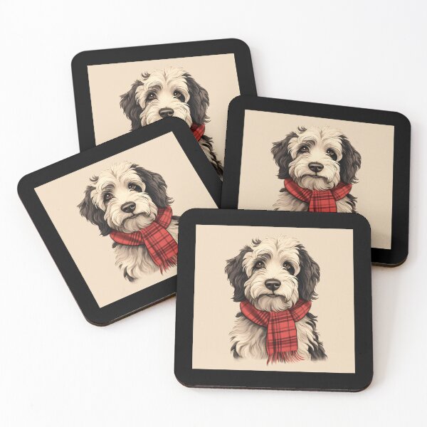 Item preview, Sheepadoodle Christmas Plaid Watercolor designed and sold by rafaeltto.