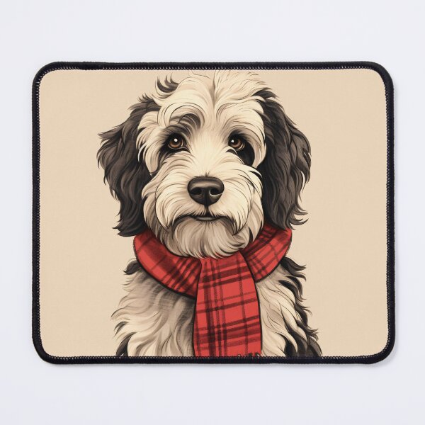 Item preview, Sheepadoodle Christmas Plaid Watercolor designed and sold by rafaeltto.