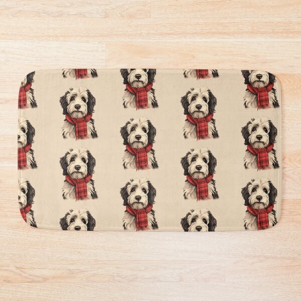 Item preview, Sheepadoodle Christmas Plaid Watercolor designed and sold by rafaeltto.