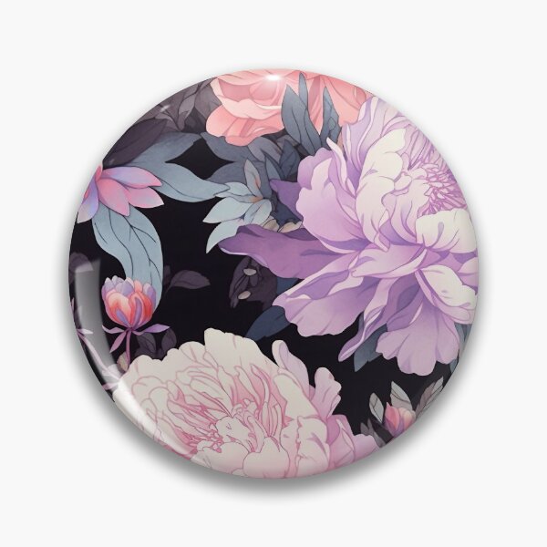 Item preview, Vintage Peony Pink Lavender Black Pastel Floral Pattern designed and sold by bennievee.
