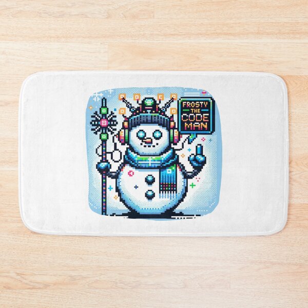 Item preview, Frosty the Code-man - Cyberpunk Snowman Pixel Art Design designed and sold by PixelPunkster.