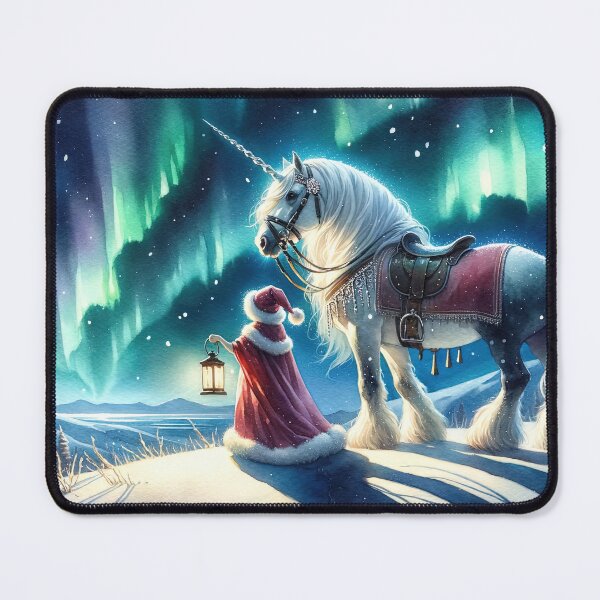 Item preview, Unicorn's Aurora: Christmas Magic Awaited - Mesmerising Festive Print by LadyfyreGraphics designed and sold by Ladyfyre.