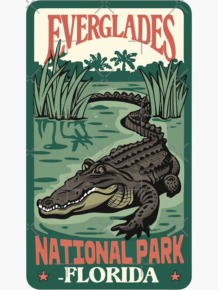 A Vintage Travel Art of the Everglades National Park - Florida - US  Sticker