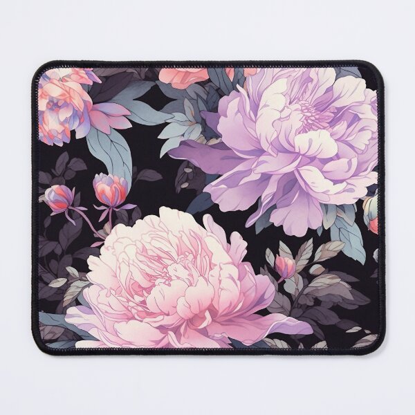 Item preview, Vintage Peony Pink Lavender Black Pastel Floral Pattern designed and sold by bennievee.