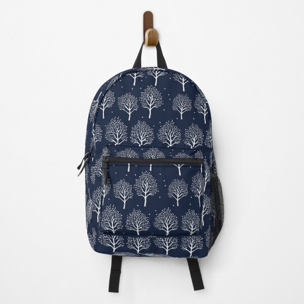 Item preview, Dark Blue with White Trees and Snow Falling Gently designed and sold by Michele Bergh.