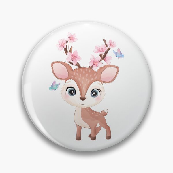 Item preview, cute deer with peach blossom horn, deer with peach blossom horn, deer with flower and butterfly designed and sold by GreyStanzione1.