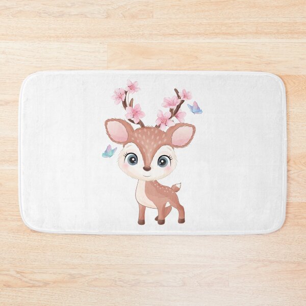 Item preview, cute deer with peach blossom horn, deer with peach blossom horn, deer with flower and butterfly designed and sold by GreyStanzione1.
