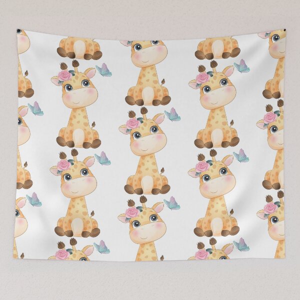 Item preview, cute little giraffe with flower, cartoon giraffe with flower, cartoon giraffe with flower on head designed and sold by GreyStanzione1.