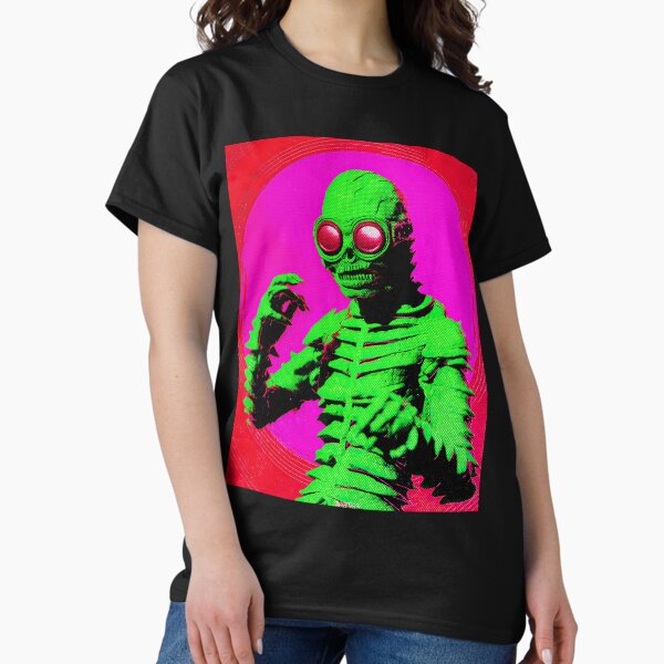Green monster with glasses on a pink background Sticker Classic T-Shirt