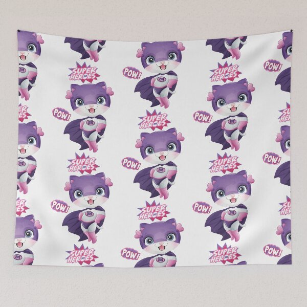 Item preview, cute superhero cat pow, superhero cat pow, superhero cat in purple-themed designed and sold by GreyStanzione1.