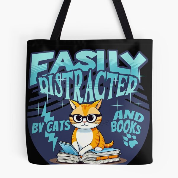 Item preview, Easily Distracted by Cats & Books designed and sold by HROC.