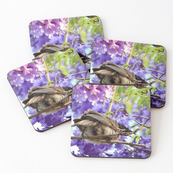 Item preview, Noisy Friarbird in purple Jacaranda tree designed and sold by Mark Grimsley.