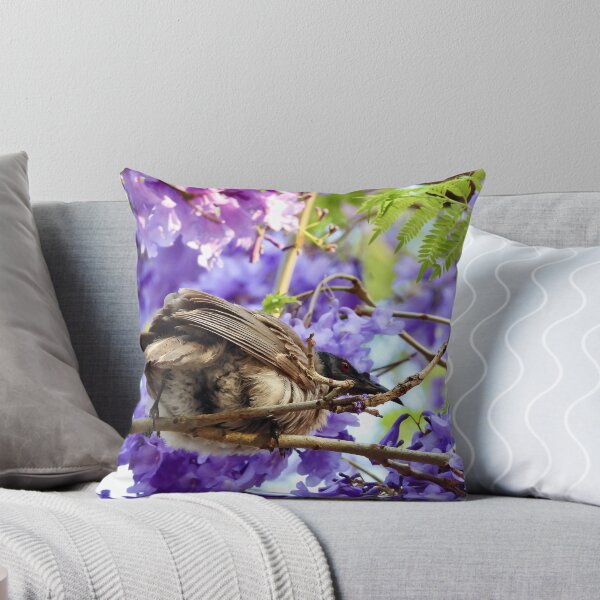 Item preview, Noisy Friarbird in purple Jacaranda tree designed and sold by Mark Grimsley.
