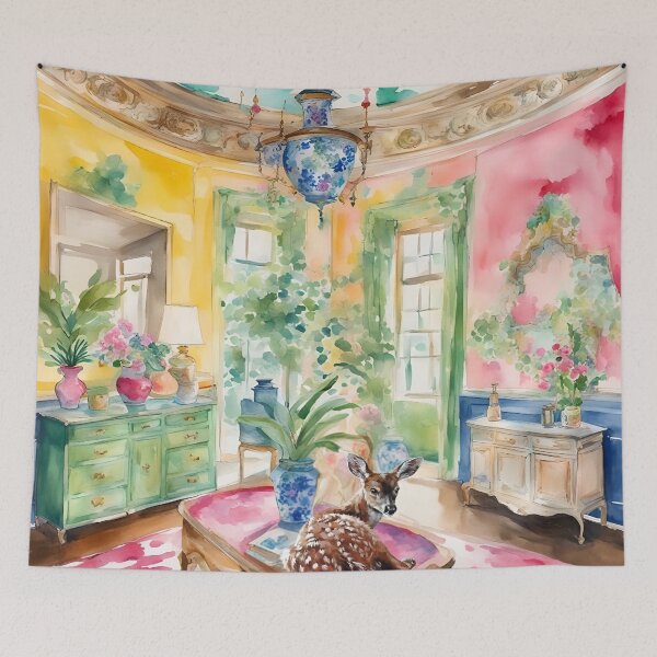 Item preview, Deer in a French chateau interior designed and sold by SophieClimaArt.