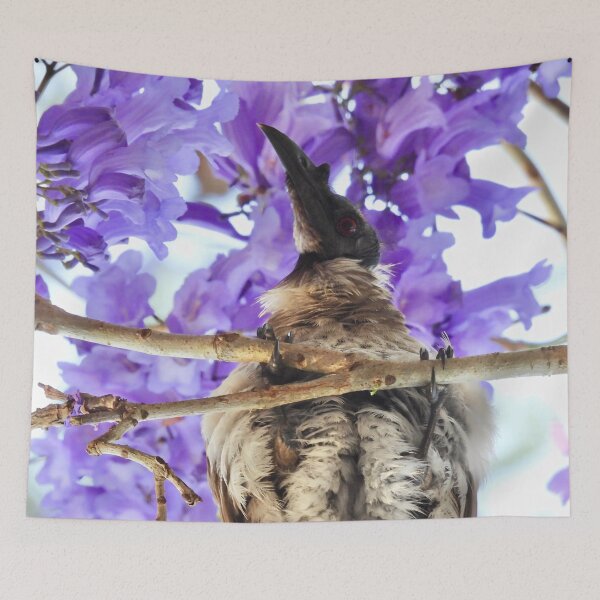 Item preview, Noisy Friarbird in Purple Flowers designed and sold by Mark Grimsley.