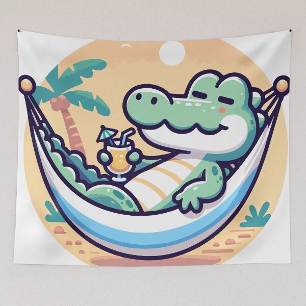 Item preview, Chill Croc in a Beachside Hammock designed and sold by OniumEth.