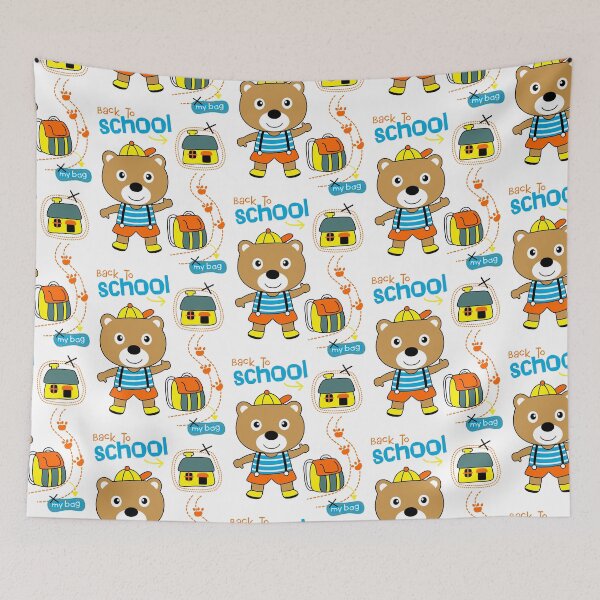 Item preview, funny bear back to school, cartoon bear back to school, bear character designed and sold by GreyStanzione1.