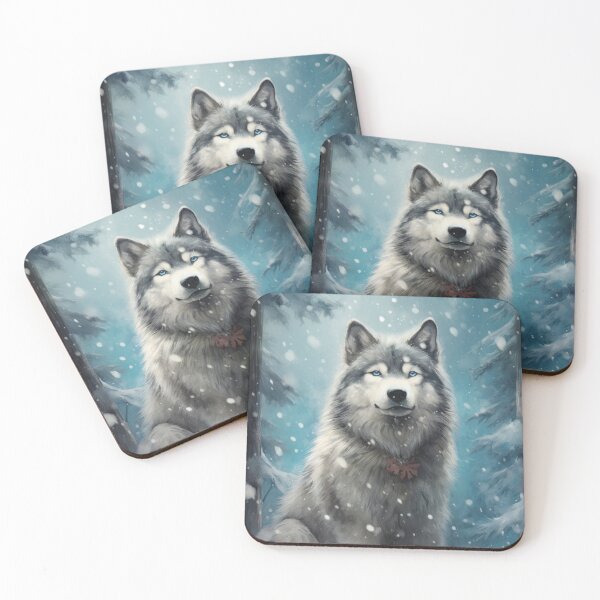 Item preview, Alaskan Malamute dog with blue eyes in the snow designed and sold by WallyPink.