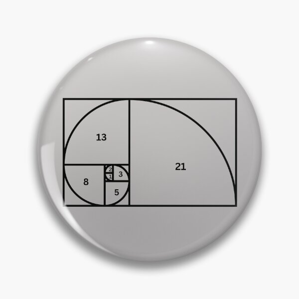 Item preview, Fibonnacci Numbers Sequence 1,2,3,5,8,21 Math Geometry Black designed and sold by LGbubble.