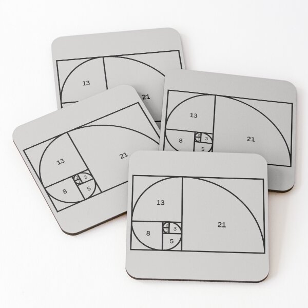 Item preview, Fibonnacci Numbers Sequence 1,2,3,5,8,21 Math Geometry Black designed and sold by LGbubble.