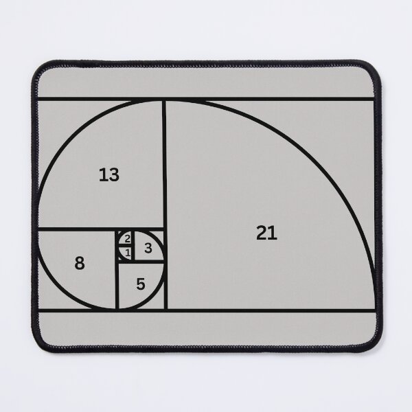Item preview, Fibonnacci Numbers Sequence 1,2,3,5,8,21 Math Geometry Black designed and sold by LGbubble.