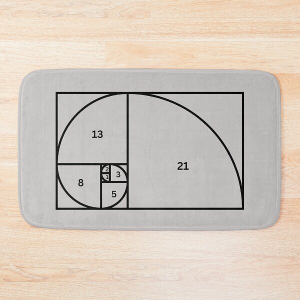 Item preview, Fibonnacci Numbers Sequence 1,2,3,5,8,21 Math Geometry Black designed and sold by LGbubble.