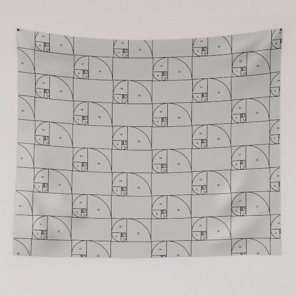 Item preview, Fibonnacci Numbers Sequence 1,2,3,5,8,21 Math Geometry Black designed and sold by LGbubble.
