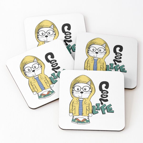 Item preview, cool cat jacket lifestyle, cool cat with yellow jacket, yellow jacket cat cool life designed and sold by GreyStanzione1.