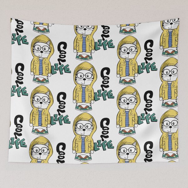 Item preview, cool cat jacket lifestyle, cool cat with yellow jacket, yellow jacket cat cool life designed and sold by GreyStanzione1.