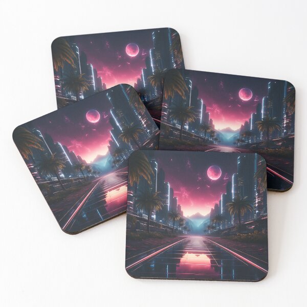 Item preview, Synthwave Temple Road designed and sold by DigitalityArt.