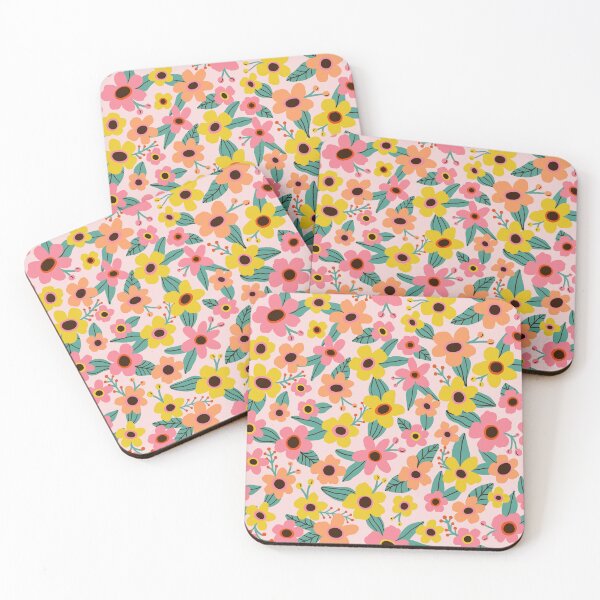 Item preview, Ditsy vintage flower garden in pink designed and sold by Illustrated by Nat.