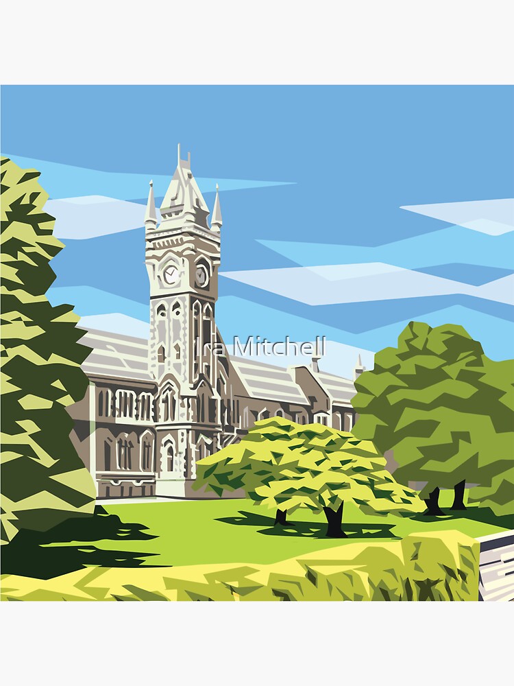 Thumbnail 3 of 3, Sticker, University of Otago, clock tower designed and sold by irajane.