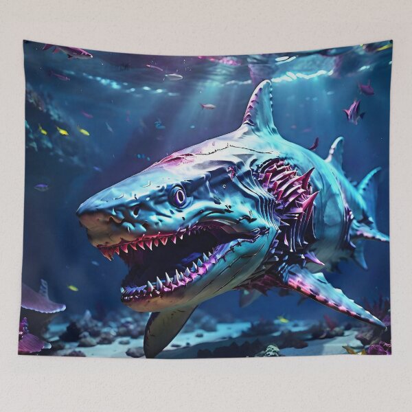 Item preview, Prehistoric Megalodon Illuminated by Fluorescent Colors  designed and sold by Best-Art-32.